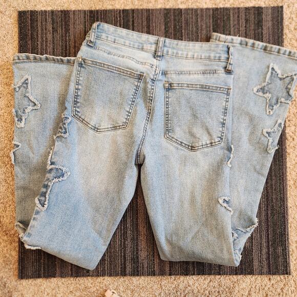 Ashley Mason Star Patched Premium High Rise Boot Cut Jeans Sz 00 - Picture 6 of 6